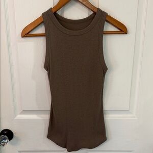 a new day Olive Brown Ribbed Tank Top